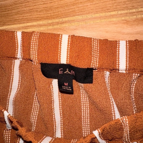 Boutique Striped Brown Off-Shoulder Blouse, Size M - Picture 3 of 8